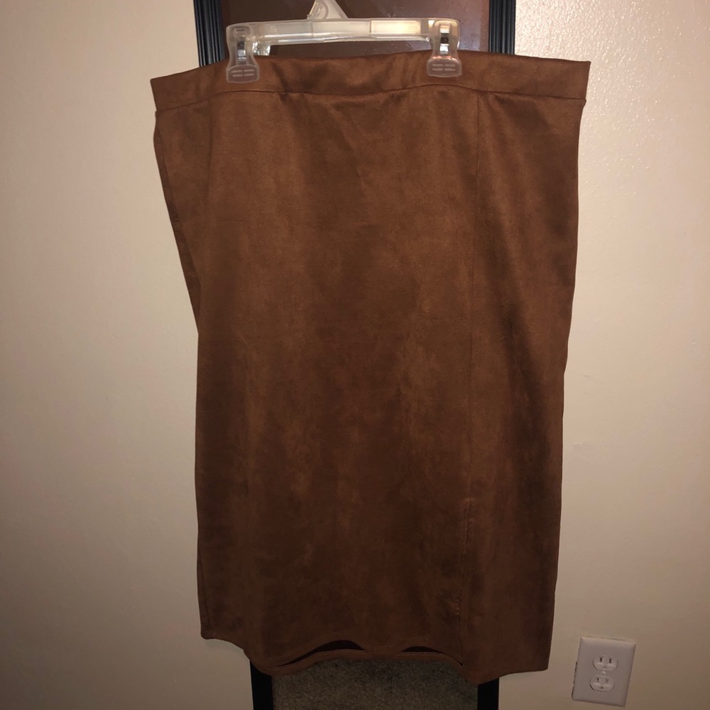Brown Suede Pencil Skirt